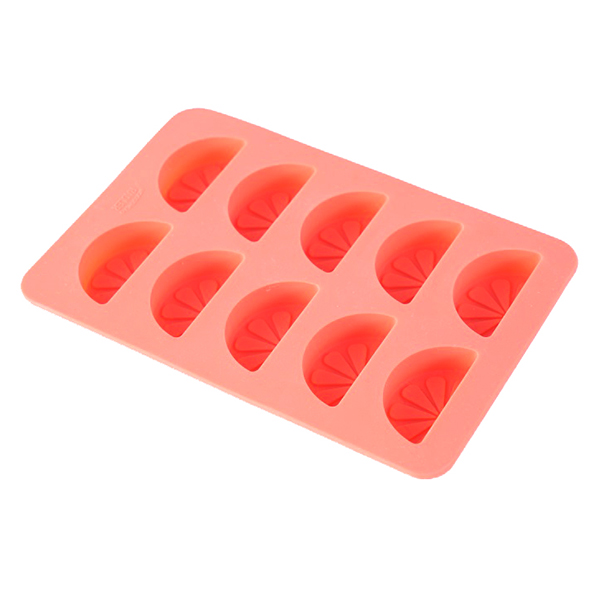 10 အပိုင်း Silicone Ice Mold - Lemon Segment Shape - အနီရောင် ၂