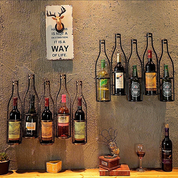 Wall Mounted Bottle Shape Rack Wine - 5 ຂວດ 2