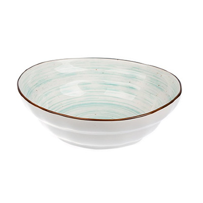 Faded Tree Rings Double Step Bowl 22cm - Turquoise