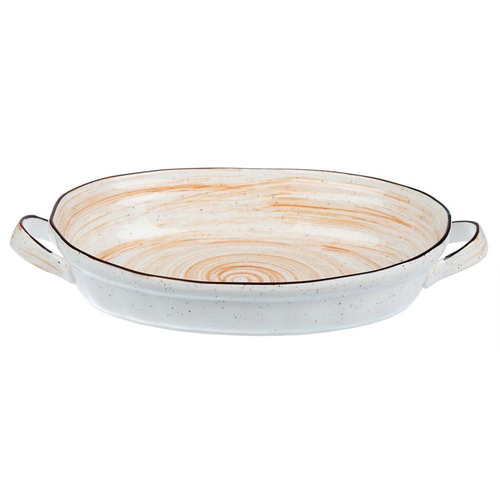 Faded Tree Rings Eared Oval Dish 37cm×23.4cm - Orange