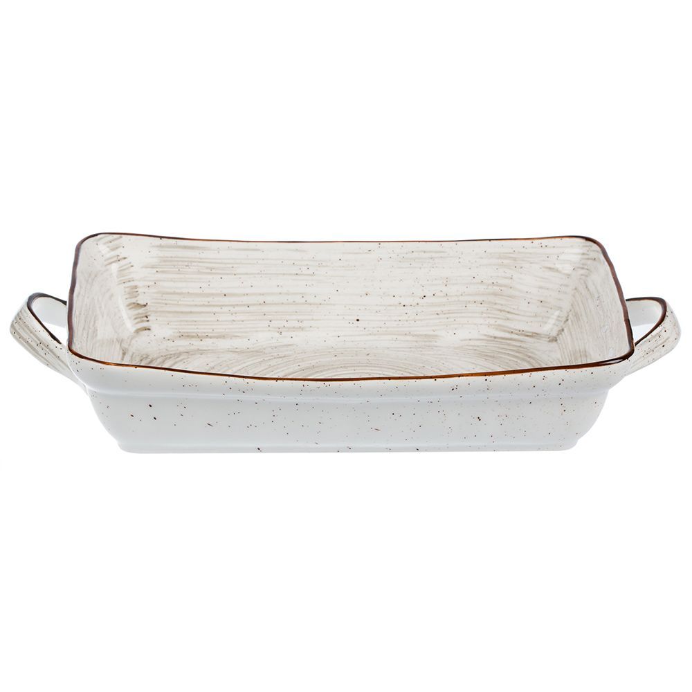 Faded Tree Rings Eared Rectangular Dish 35.5cm×19cm - Brown