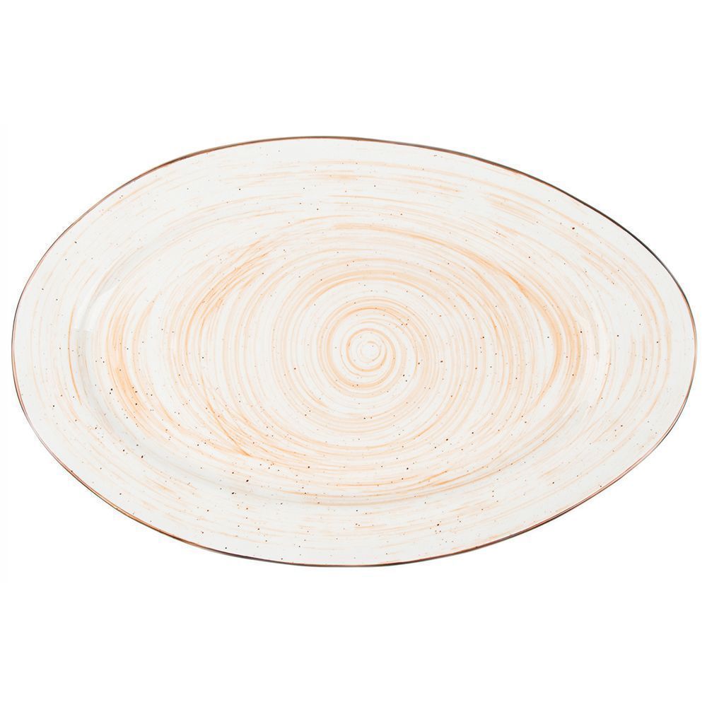 Faded Tree Rings Oval Plate - Orange