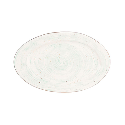 Faded Tree Rings Oval Plate - Turquoise