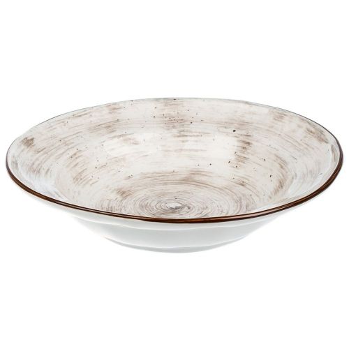 Faded Tree Rings Round Soup & Pasta Plate 22.5cm×21.9cm - Brown