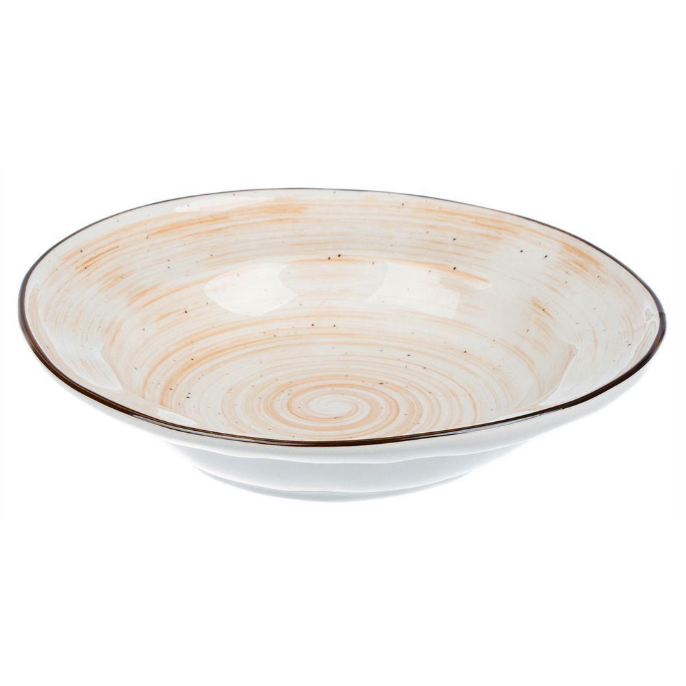 Faded Tree Rings Round Soup & Pasta Plate 22.5cm×21.9cm - Orange