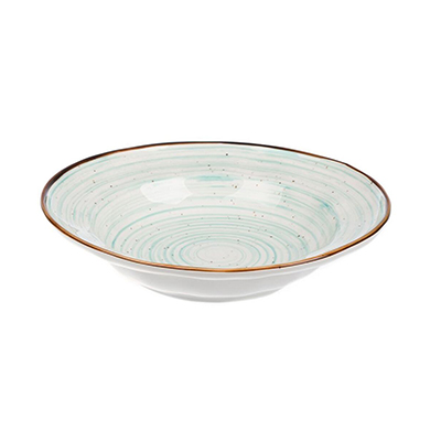 Faded Tree Rings Round Soup & Pasta Plate 22.5cm×21.9cm - Turquoise