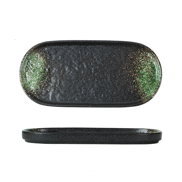 Green Galaxy Rounded Rectangular Plate