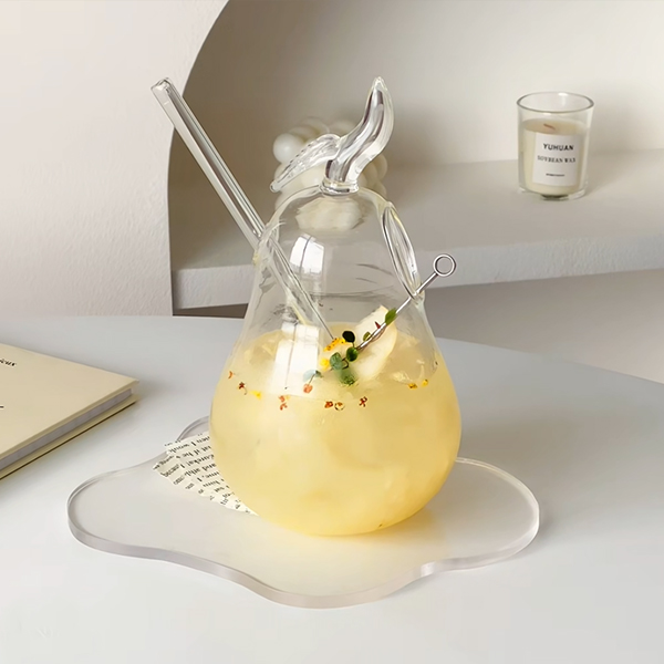 Pear Glass With Straw 400ml 2