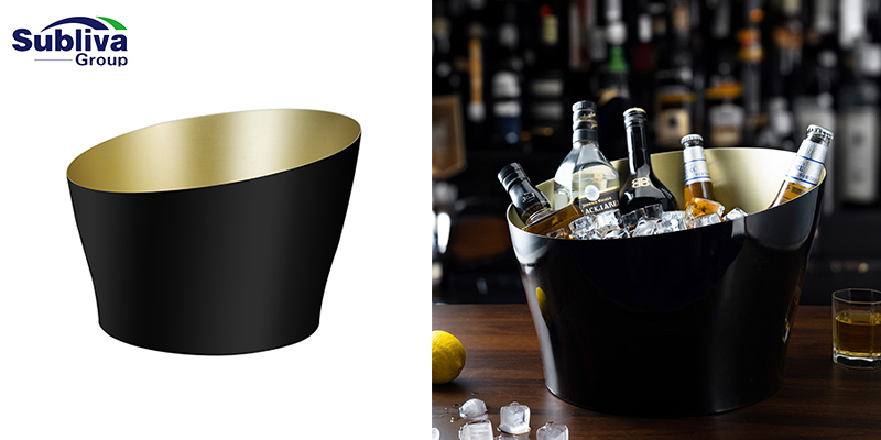 https://www.sublivagroup.com/powder-coated-aluminium-slanted-ice-bucket-14l-black-gold-product/