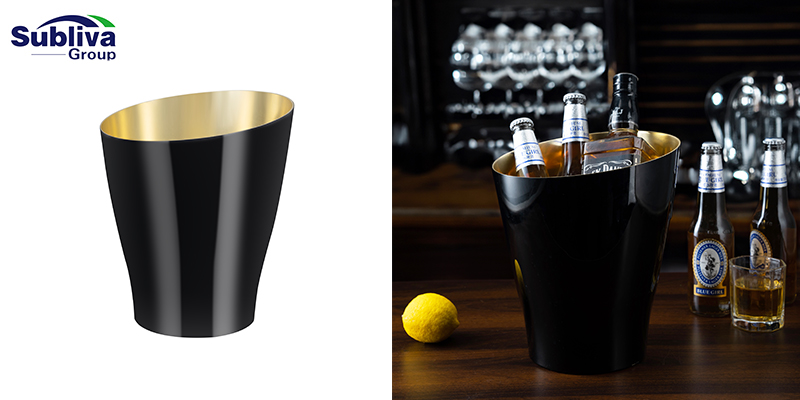 https://www.sublivagroup.com/powder-coated-aluminium-slanted-ice-bucket-5-5l-black-gold-product/