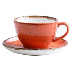 Tree Rings Cup&saucer  150ml 200ml - Dark Orange