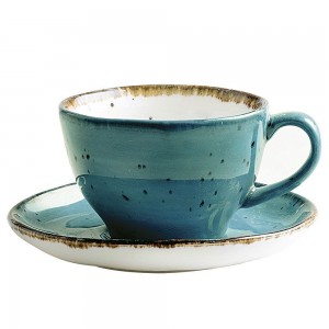 Tree Rings Cup&saucer  150ml 200ml - Dark Turquoise