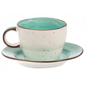 Tree Rings Cup&saucer 225ml 250ml - Turquoise