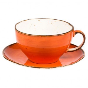 Tree Rings Cup&saucer 375ml - Dark Orange