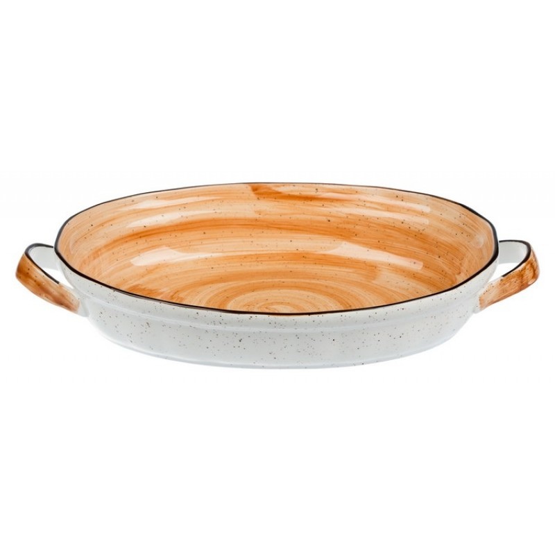 Tree Rings Eared Oval Dish 37cm×23.4cm - Orange