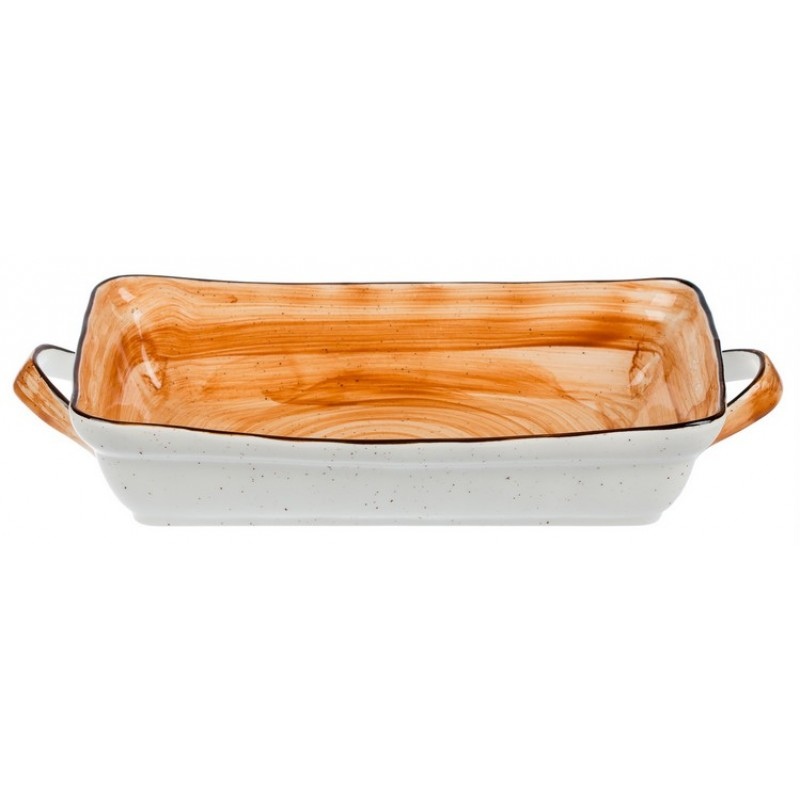 Tree Rings Eared Rectangular Dish 35.5cm×19cm - Orange