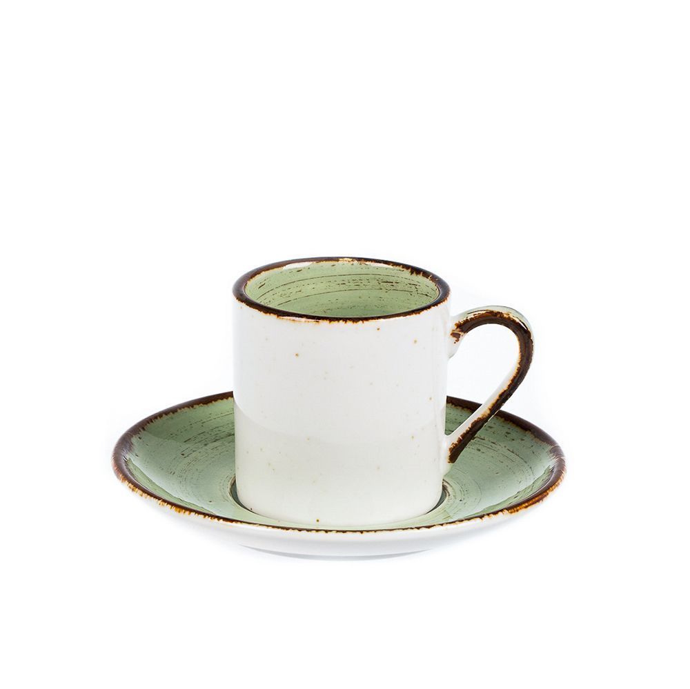 Tree Rings Mug&saucer  80ml - Light Green