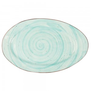 Tree Rings Oval Plate - Turquoise