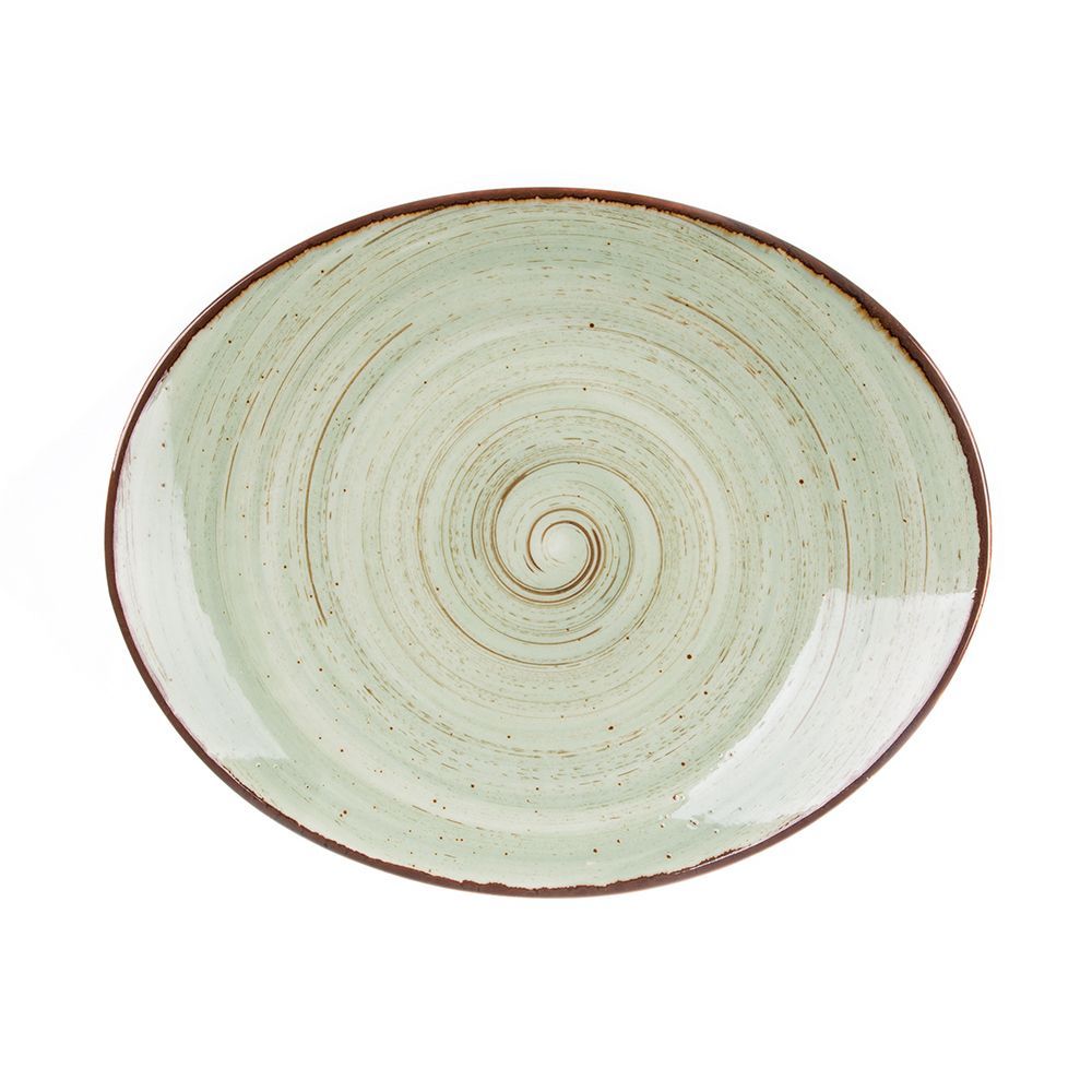 Tree Rings Pebble Plate 24.5cm×20cm - Light Green