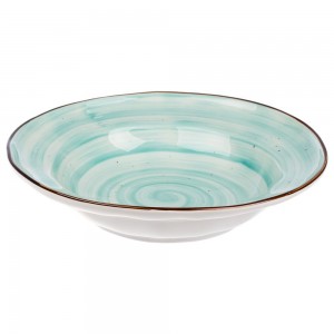 Tree Rings Round Soup & Pasta Plate 22.5cm×21.9cm - Turquoise