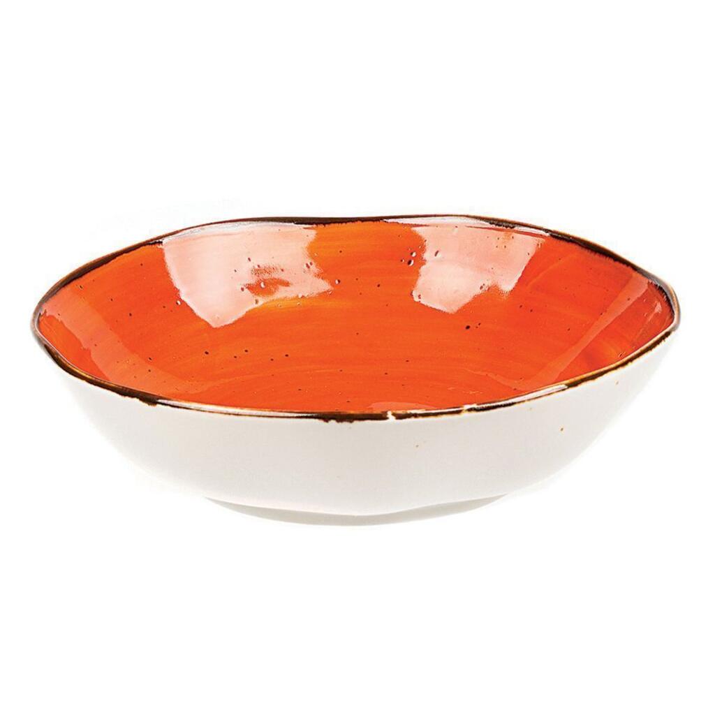 Tree Rings Round Soup & Pasta Plate - Dark Orange