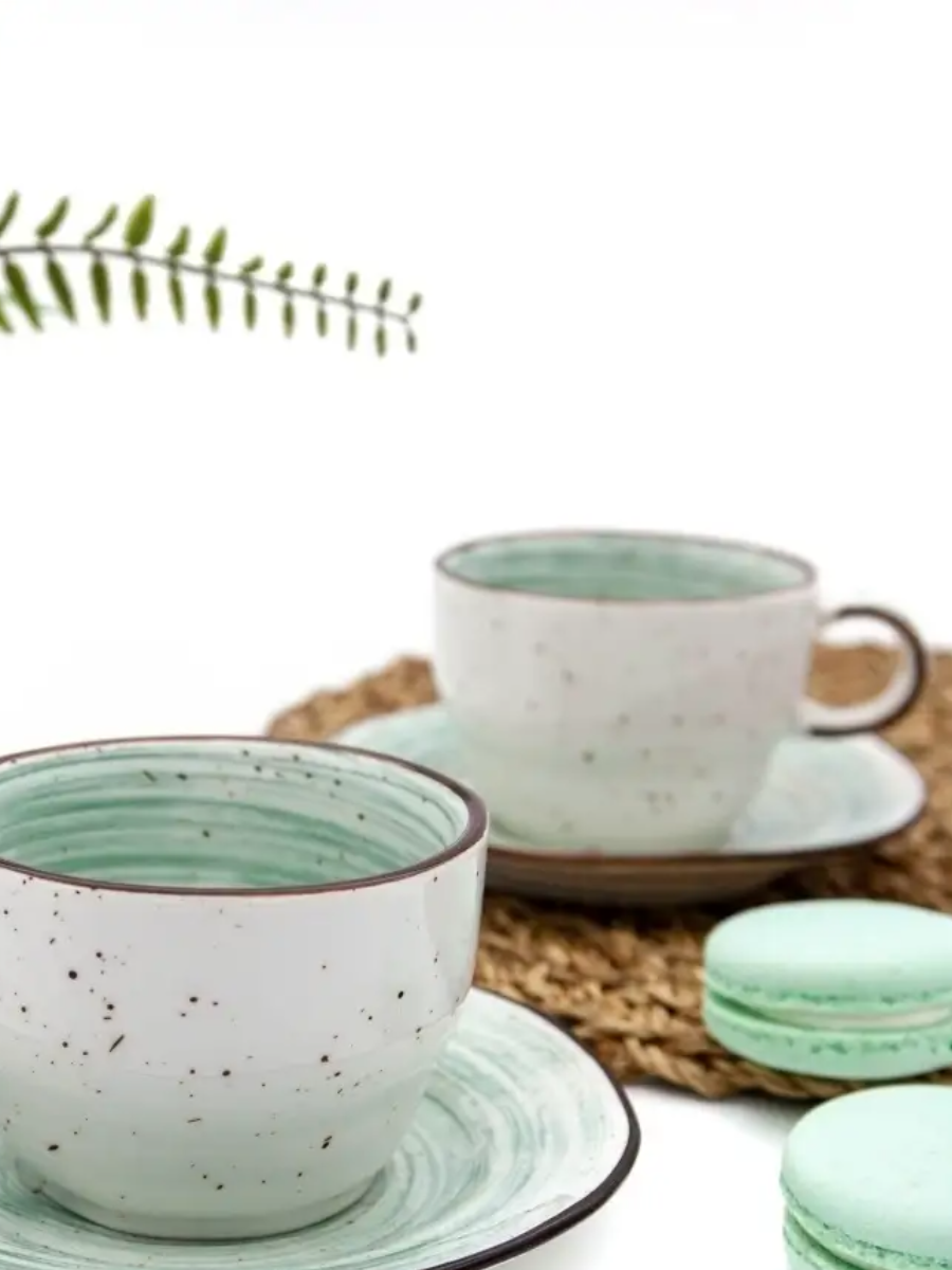 Faded Tree Rings Cup&Saucer 225ml 250ml - Turquoise